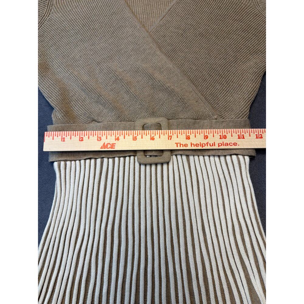 NWT Robbie Bee Rib Pleated Sweater Dress Tan/White Women’s Med - Picture 8 of 13